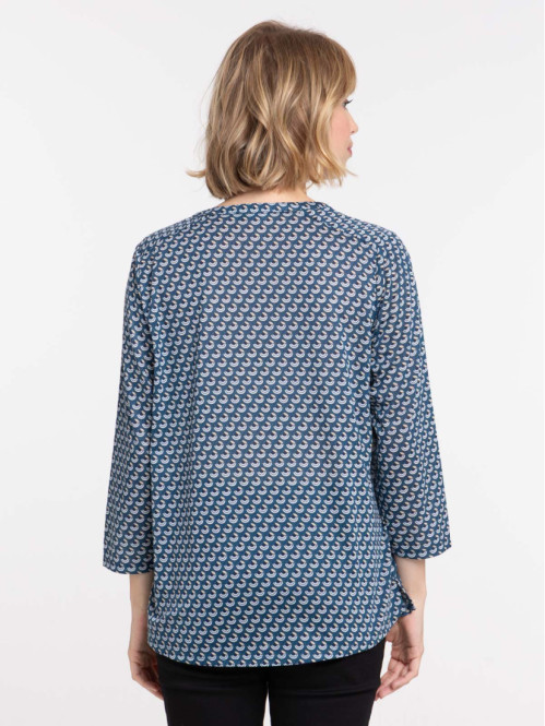 T-shirt bleu gipsy manches 3/4 femme T-shirt bleu gipsy manches 3/4 femme