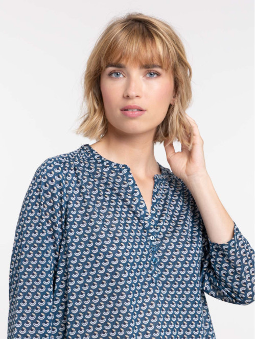 T-shirt bleu gipsy manches 3/4 femme T-shirt bleu gipsy manches 3/4 femme