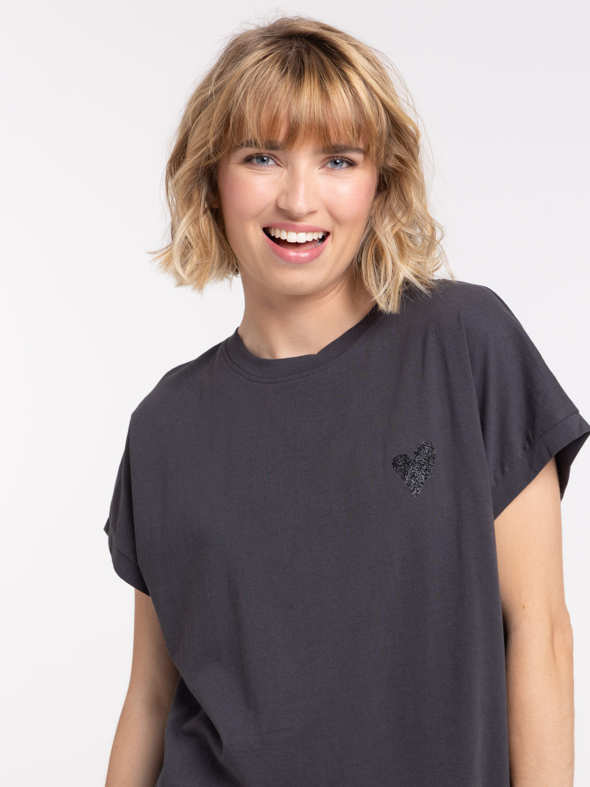 T-shirt imprimé coeur pailleté femme