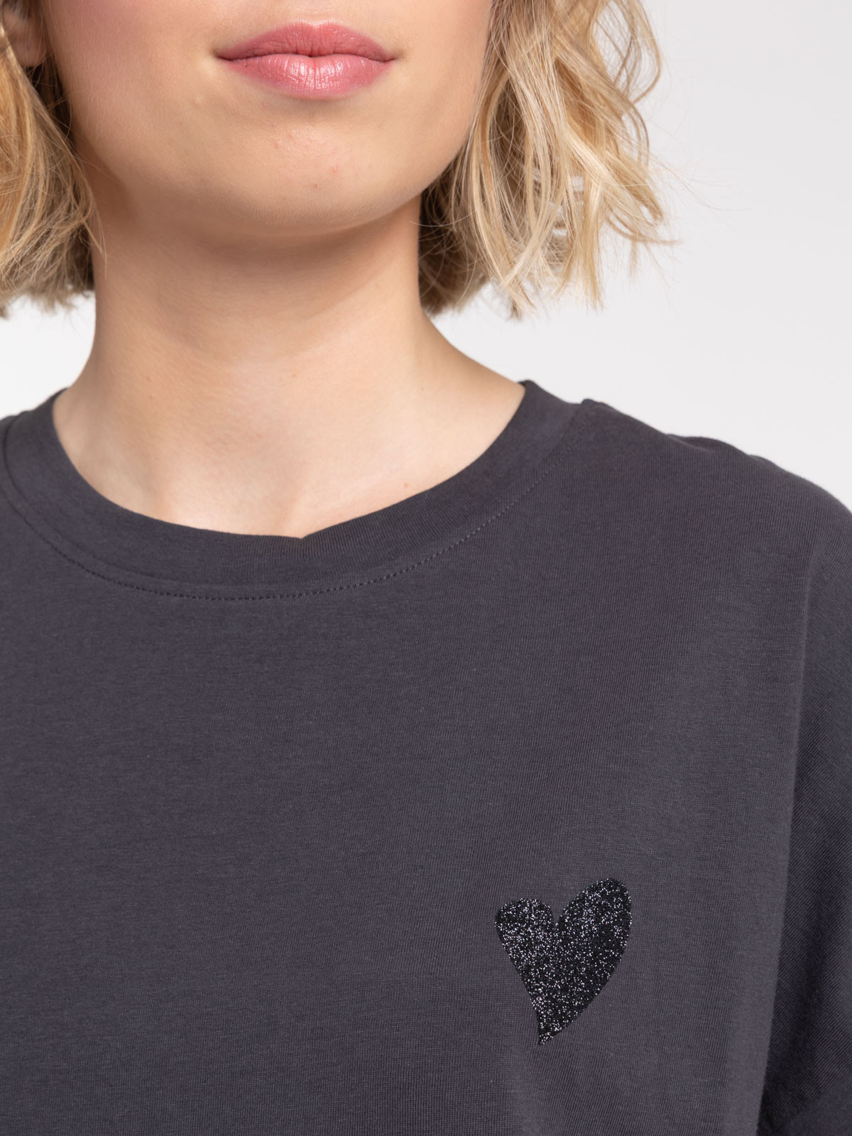 T-shirt imprimé coeur pailleté femme