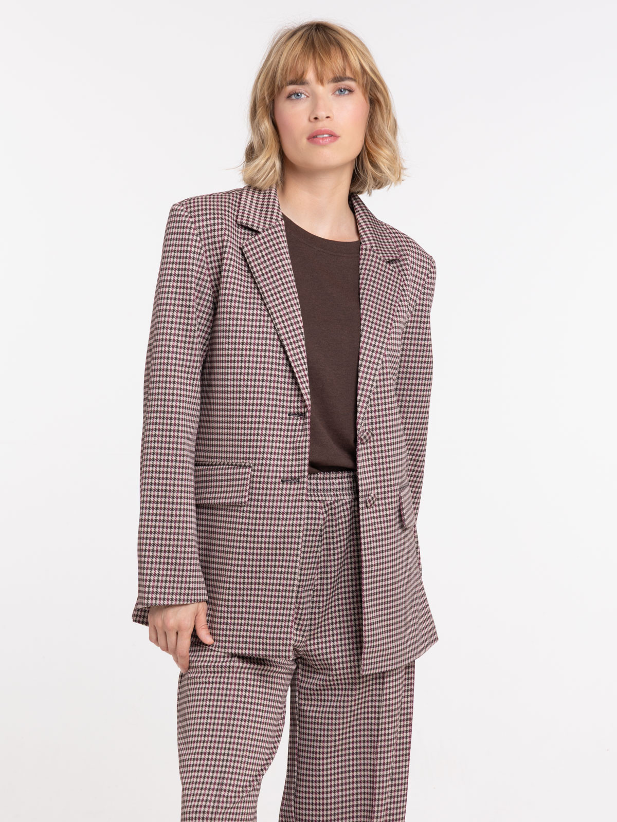 Veste motif pied-de-poule femme