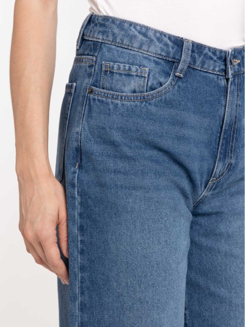 Jean large revers stone femme