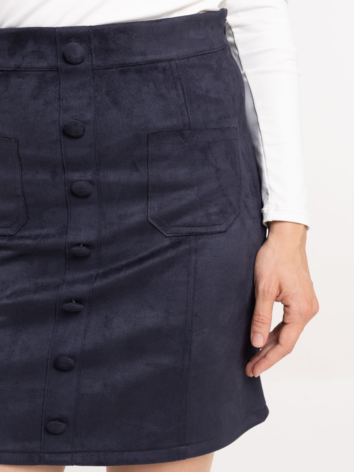 Jupe courte suédine boutons femme Jupe courte suédine boutons femme