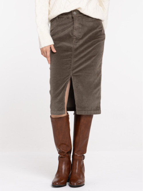 Jupe midi en velours femme