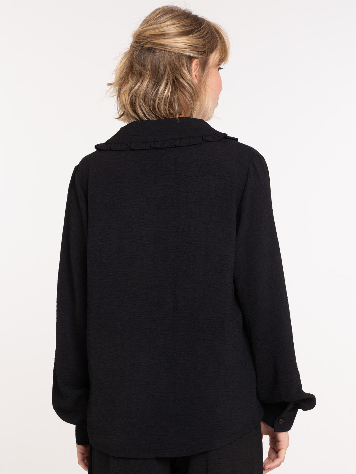 Chemisier noir manches longues femme