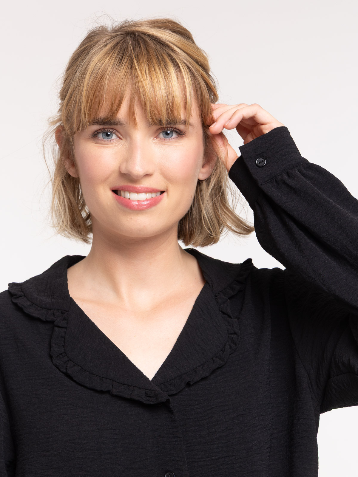 Chemisier noir manches longues femme