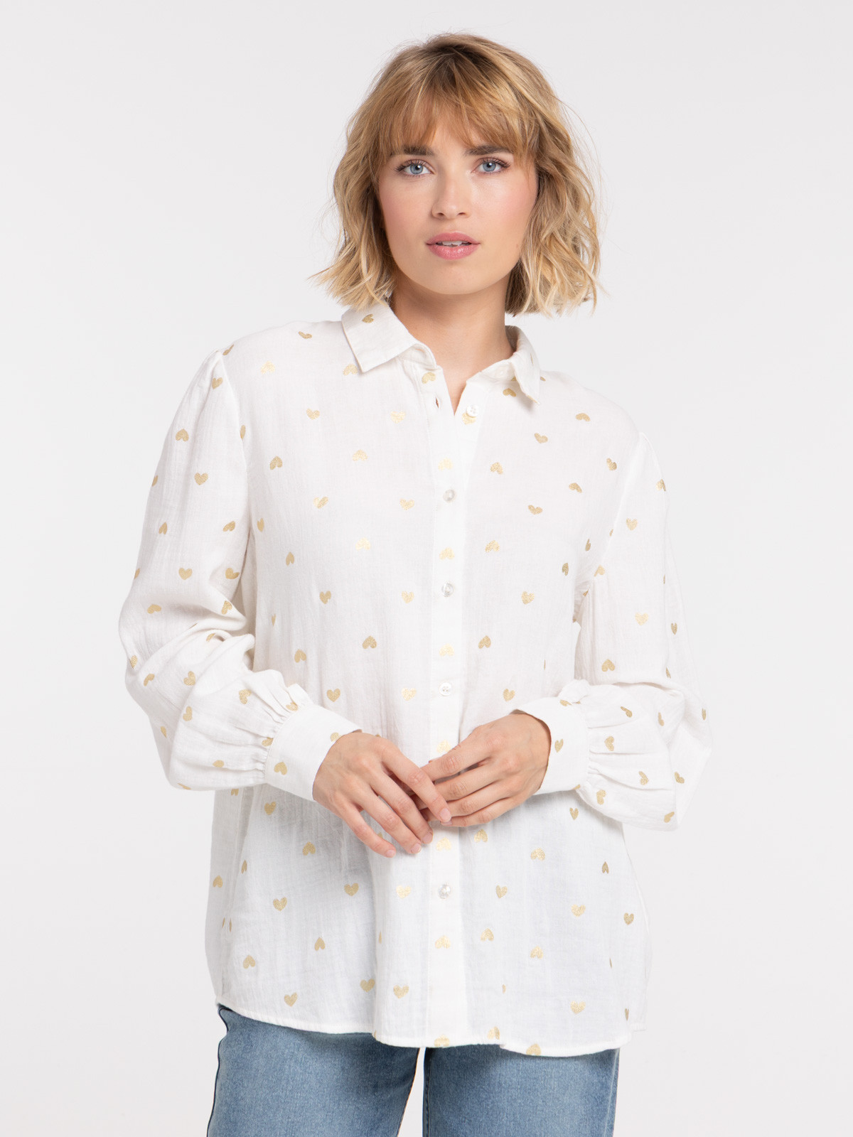 Chemise imprimée coeur all over femme Chemise imprimée coeur all over femme
