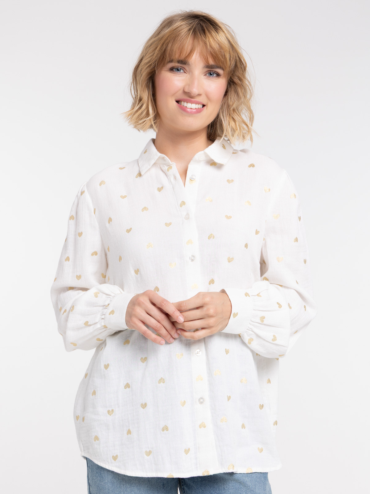 Chemise imprimée coeur all over femme
