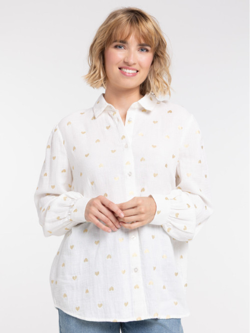 Chemise imprimée coeur all over femme