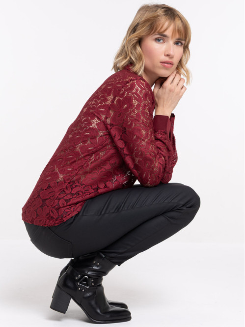 Chemise manches longues dentelle femme