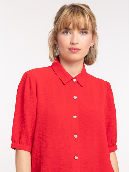 Chemise rouge manches courtes femme