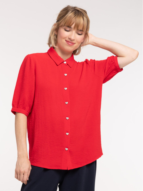 Chemise rouge manches courtes femme