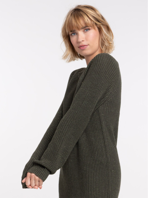Robe pull vert foncé femme