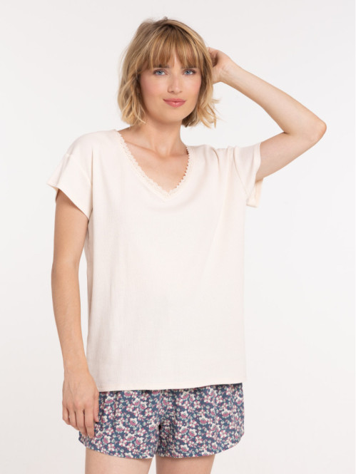 Haut de pyjama poudre rosé femme