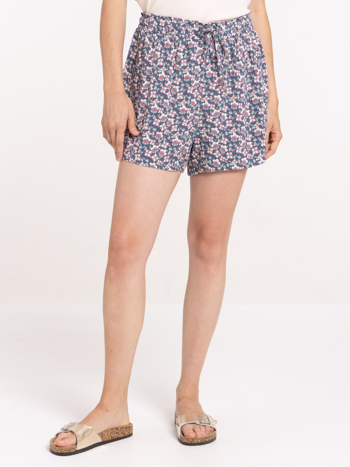 Bas de pyjama short fleuri femme