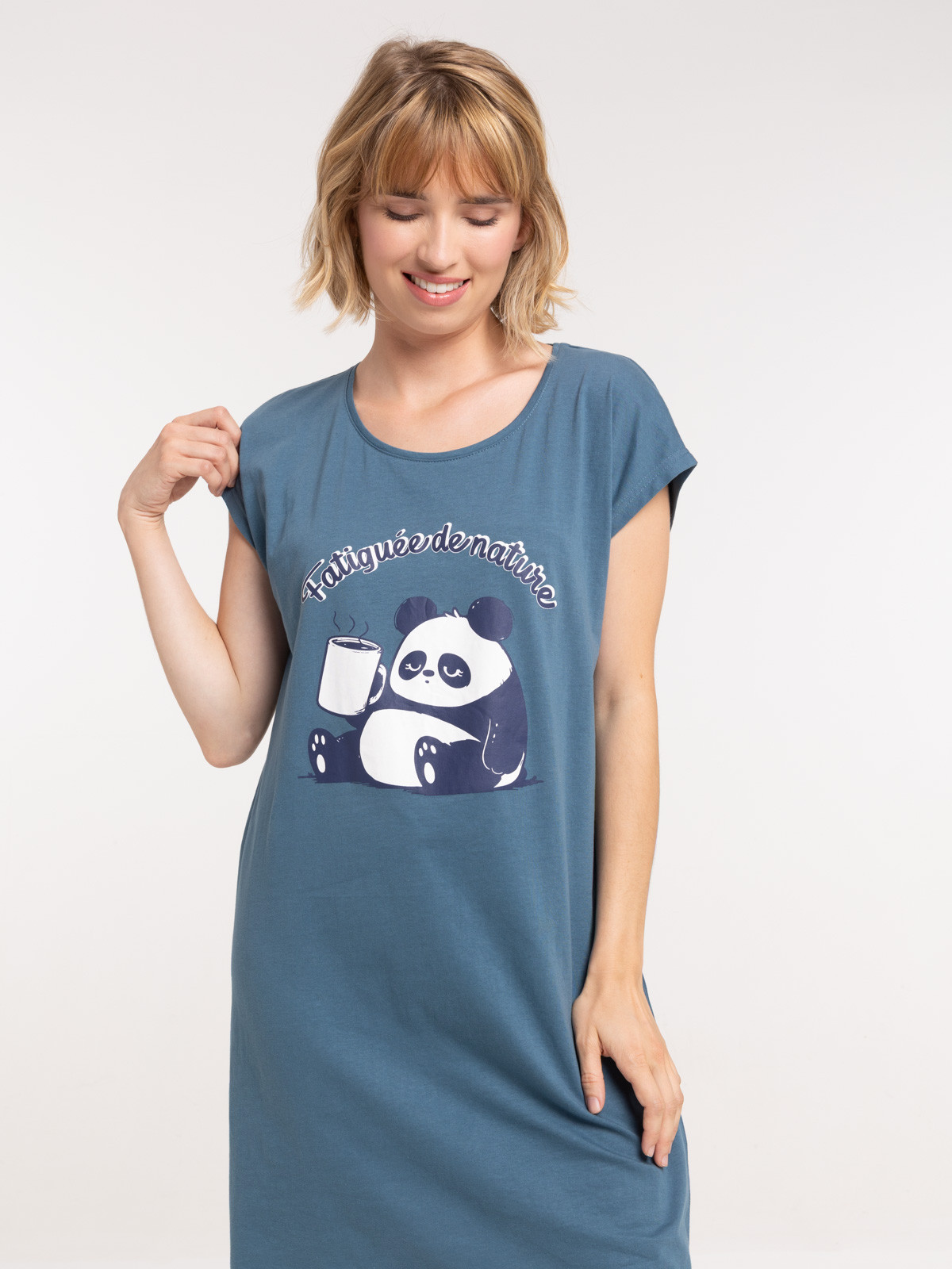 Chemise de nuit panda et message femme Chemise de nuit panda et message femme