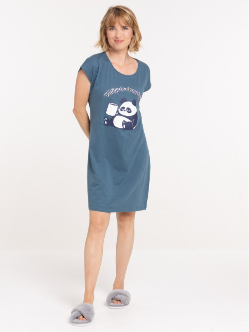 Chemise de nuit panda et message femme