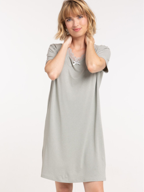 Chemise de nuit col V dentelle femme