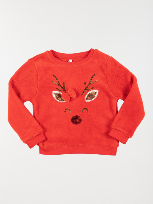 Sweat de Noël motif renne fille (3-8A)