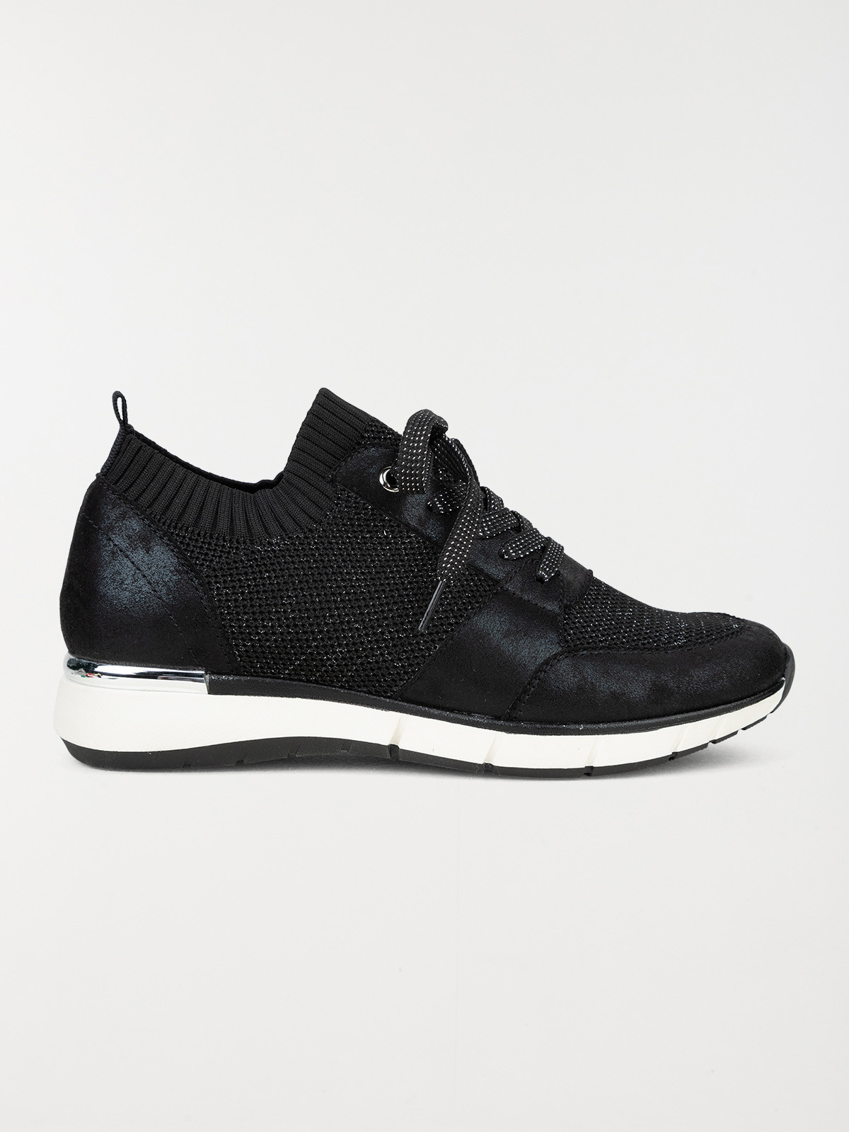 Baskets noires bi-matière femme (36-41)