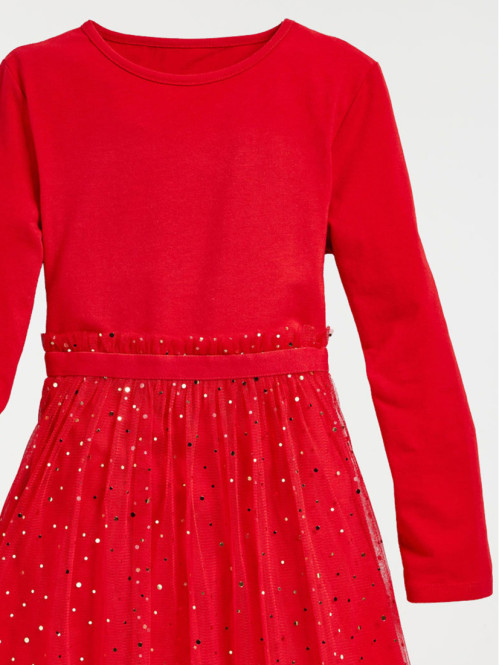 Robe rouge manches longues fille (3-12A)