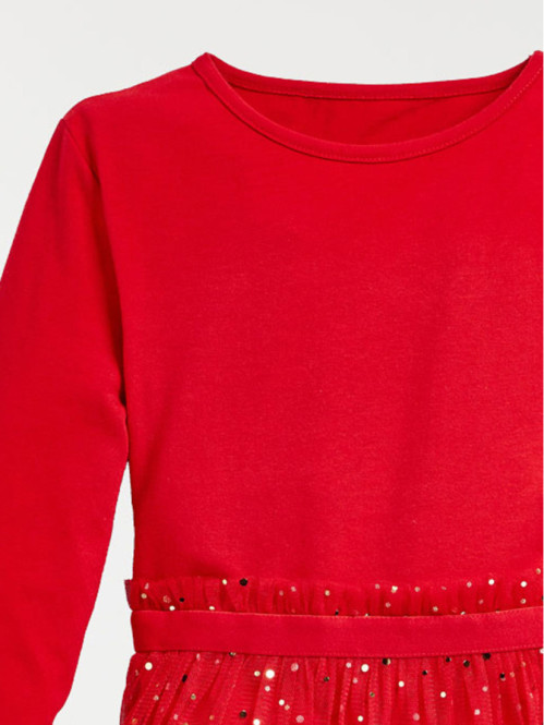 Robe rouge manches longues fille (3-12A)