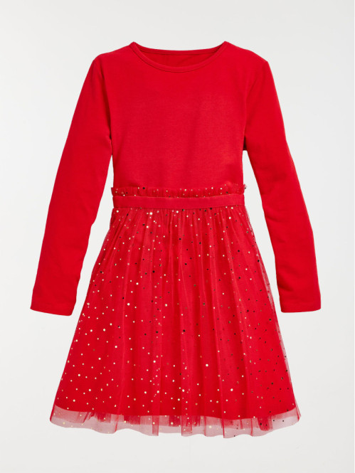 Robe rouge manches longues fille (3-12A)