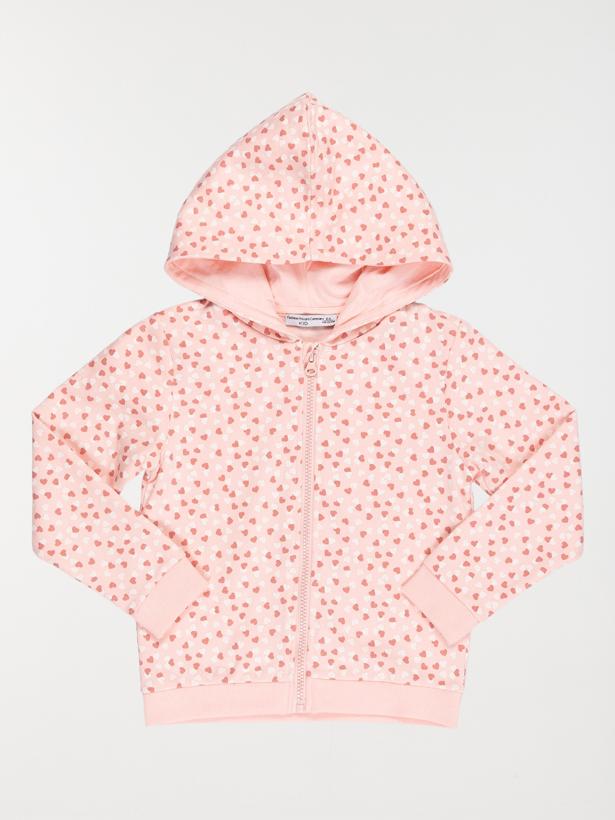 Sweat zippé imprimé coeur fille (3-12A)