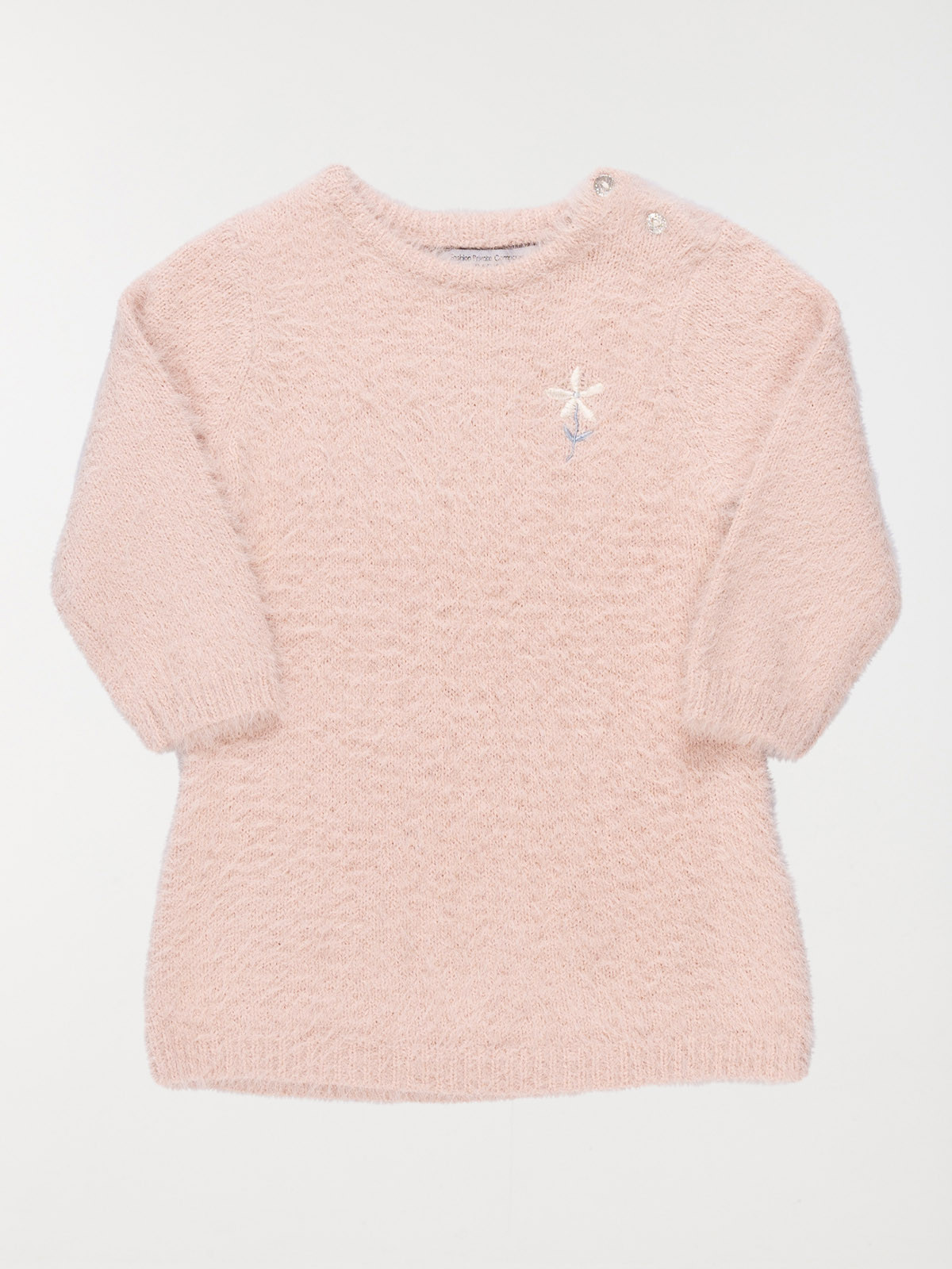Robe pull fleur brodée fille (3-36M)