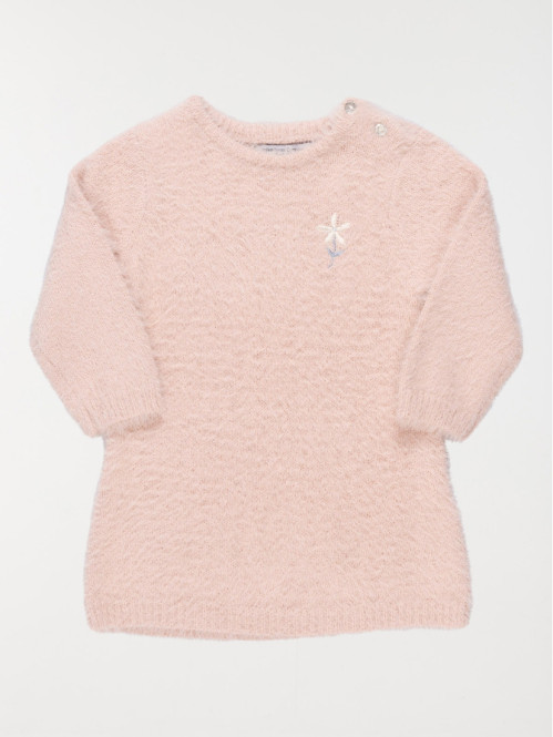 Robe pull fleur brodée fille (3-36M)