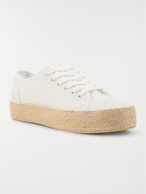 Tennis toile plateforme blanc (36-41) Tennis toile plateforme blanc (36-41)