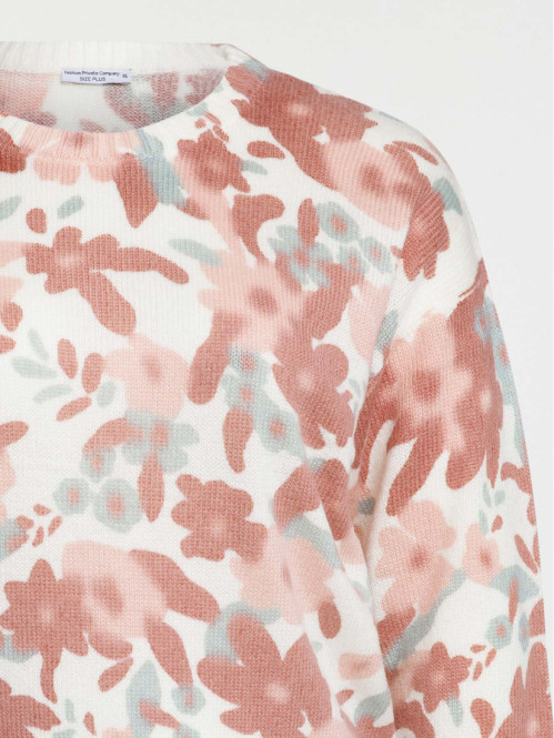 Pull fleuri col rond grande...