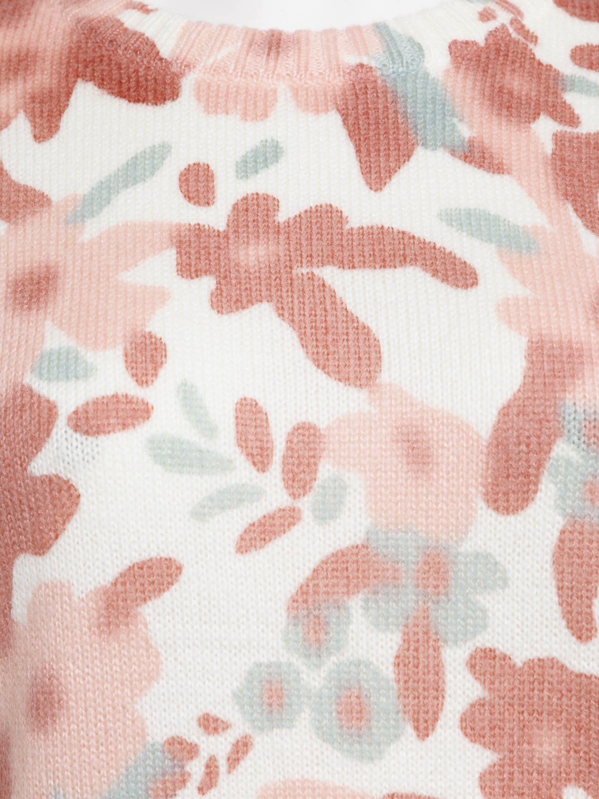 Pull fleuri col rond grande taille femme