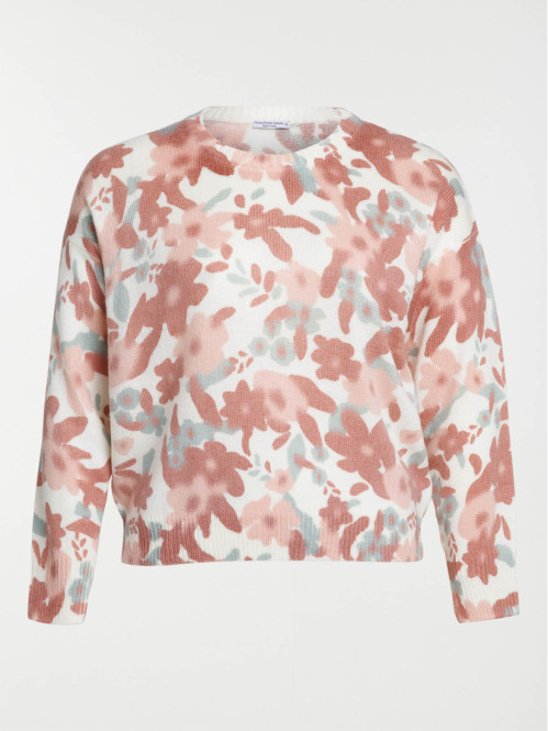 Pull fleuri col rond grande...