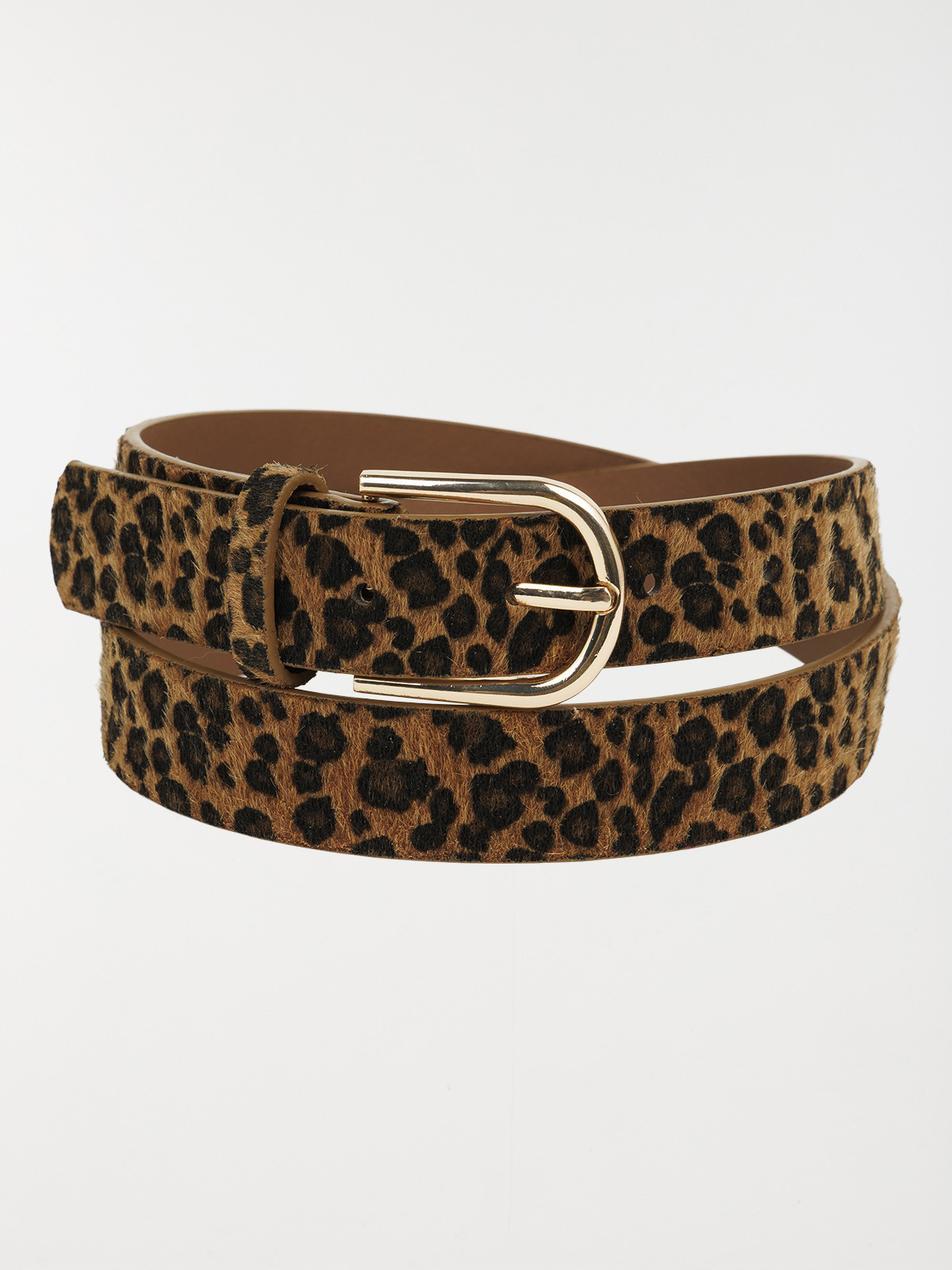 Ceinture léopard femme boucle dorée 