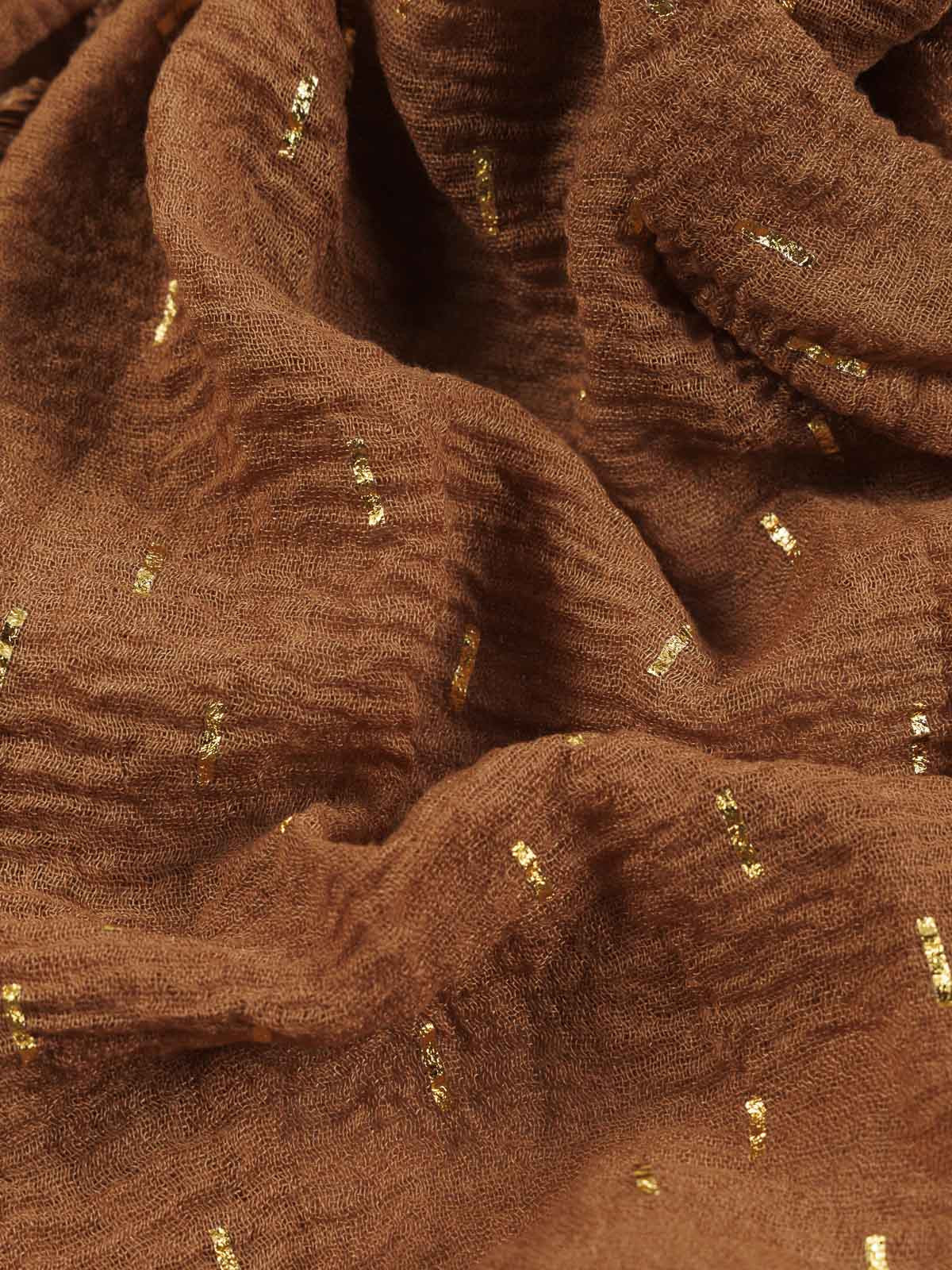 Foulard camel foncé motif doré femme Foulard camel foncé motif doré femme