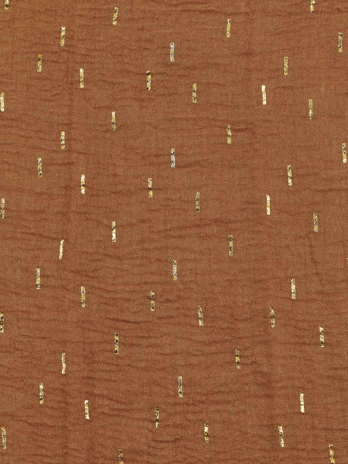 Foulard camel foncé motif doré femme Foulard camel foncé motif doré femme