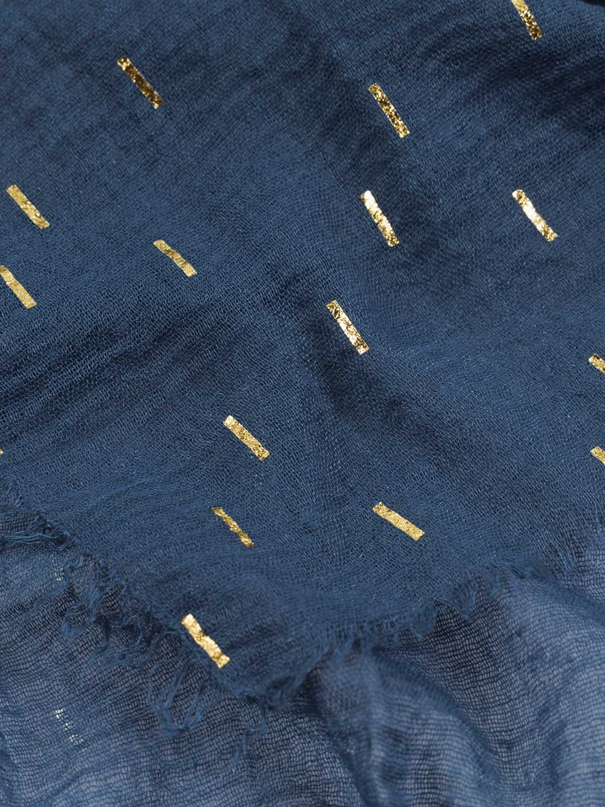 Foulard bleu gipsy motif doré femme Foulard bleu gipsy motif doré femme