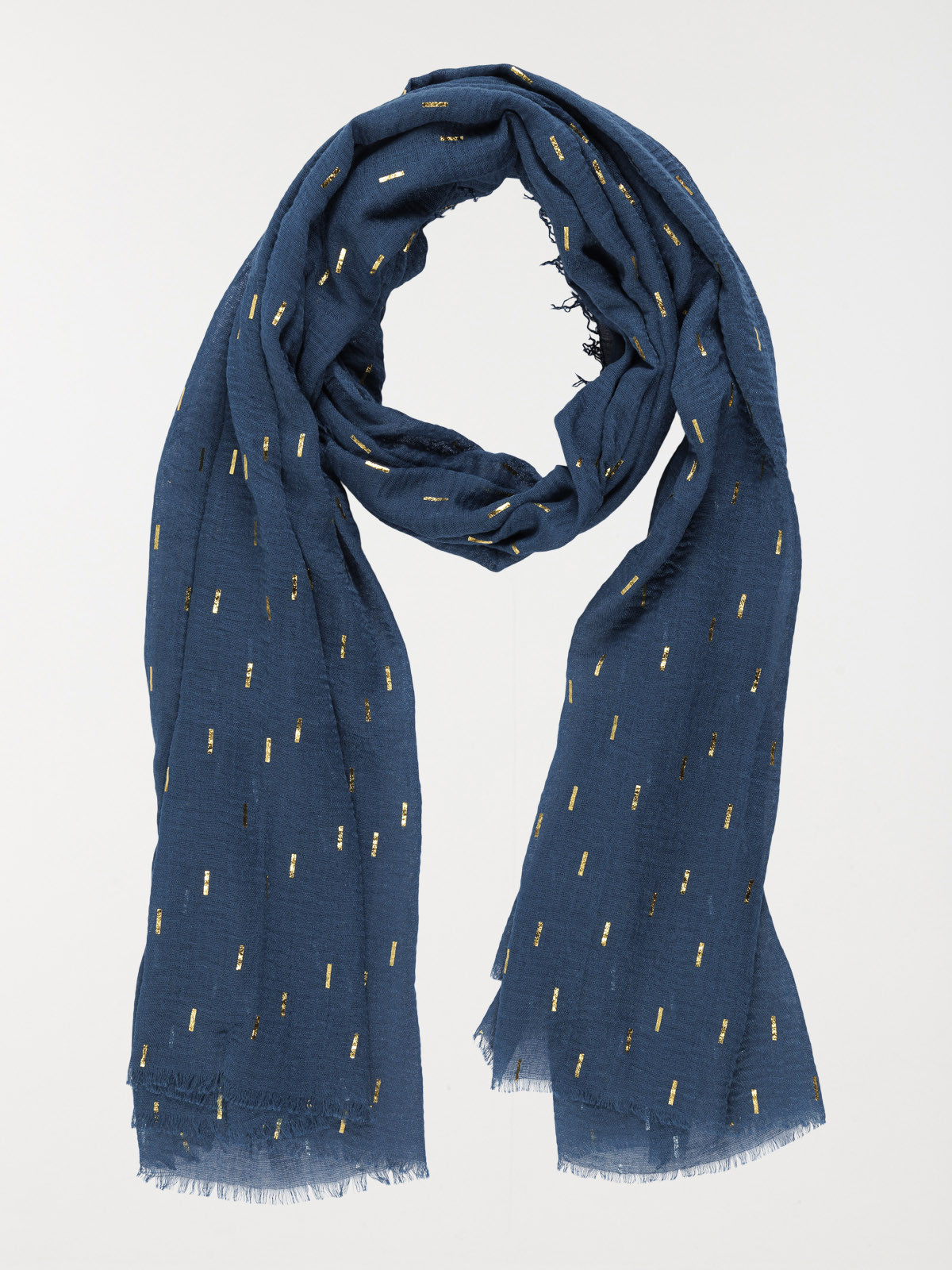 Foulard bleu gipsy motif doré femme