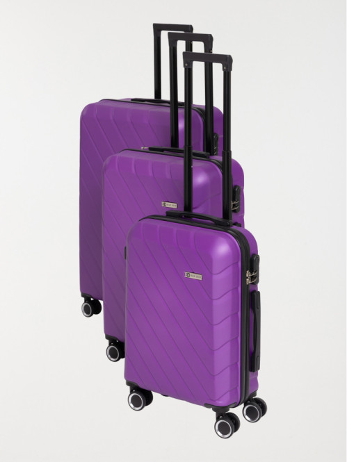 Valise rigide violette à roulettes