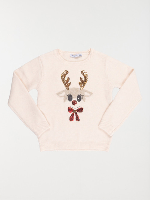 Pull de Noël sequins fille (3-12A)