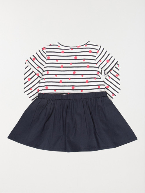Robe rayée et fleurie fille (3-24M) Robe rayée et fleurie fille (3-24M)