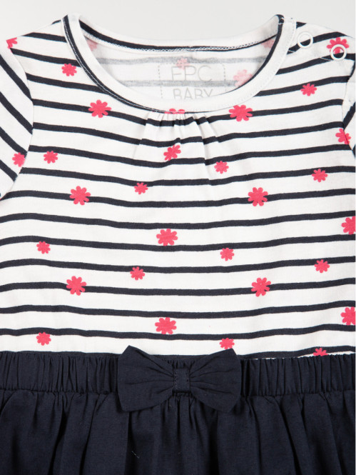 Robe rayée et fleurie fille (3-24M) Robe rayée et fleurie fille (3-24M)