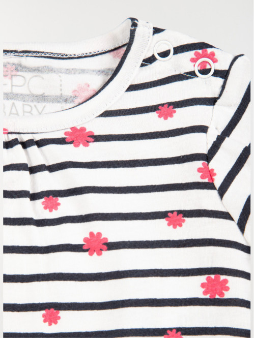 Robe rayée et fleurie fille (3-24M) Robe rayée et fleurie fille (3-24M)