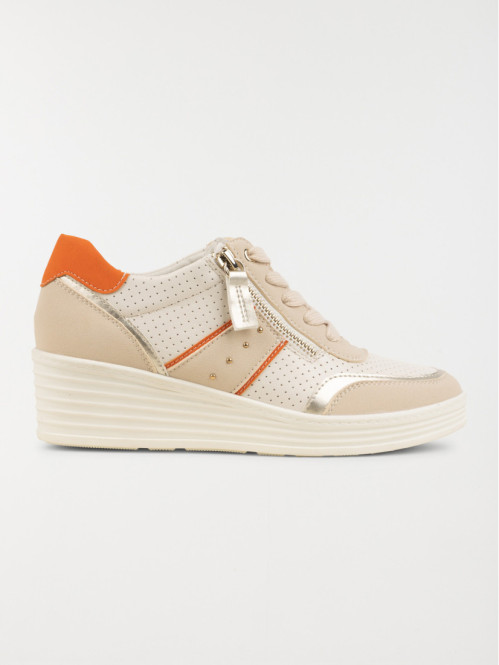 Basket compensée beige femme (36-41)