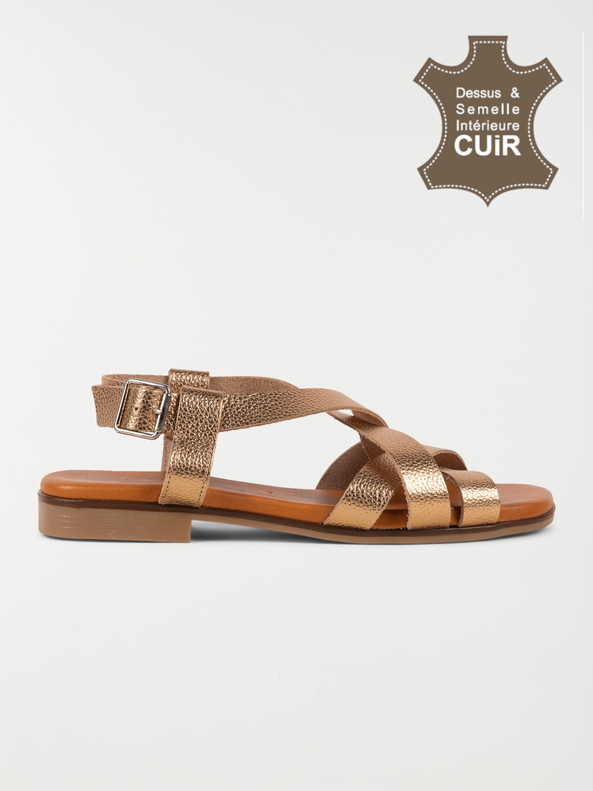 Sandale dorée plate femme (36-41)