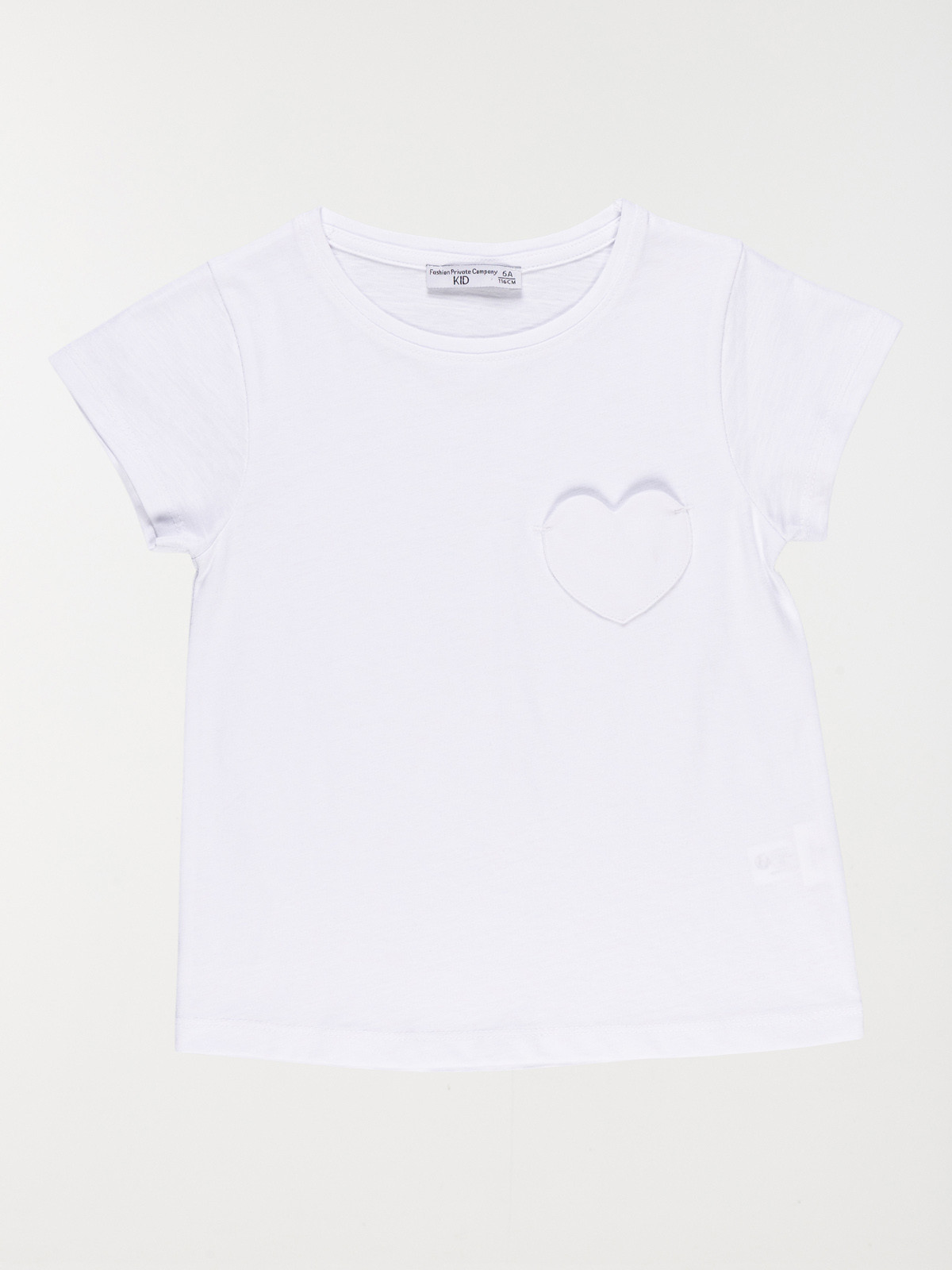 T-shirt blanc poche coeur fille (3-8A)
