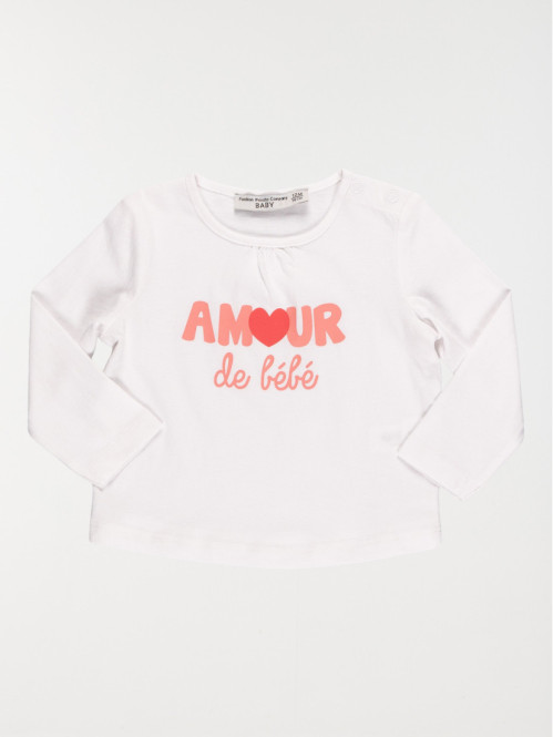 T-shirt amour fille blanc...