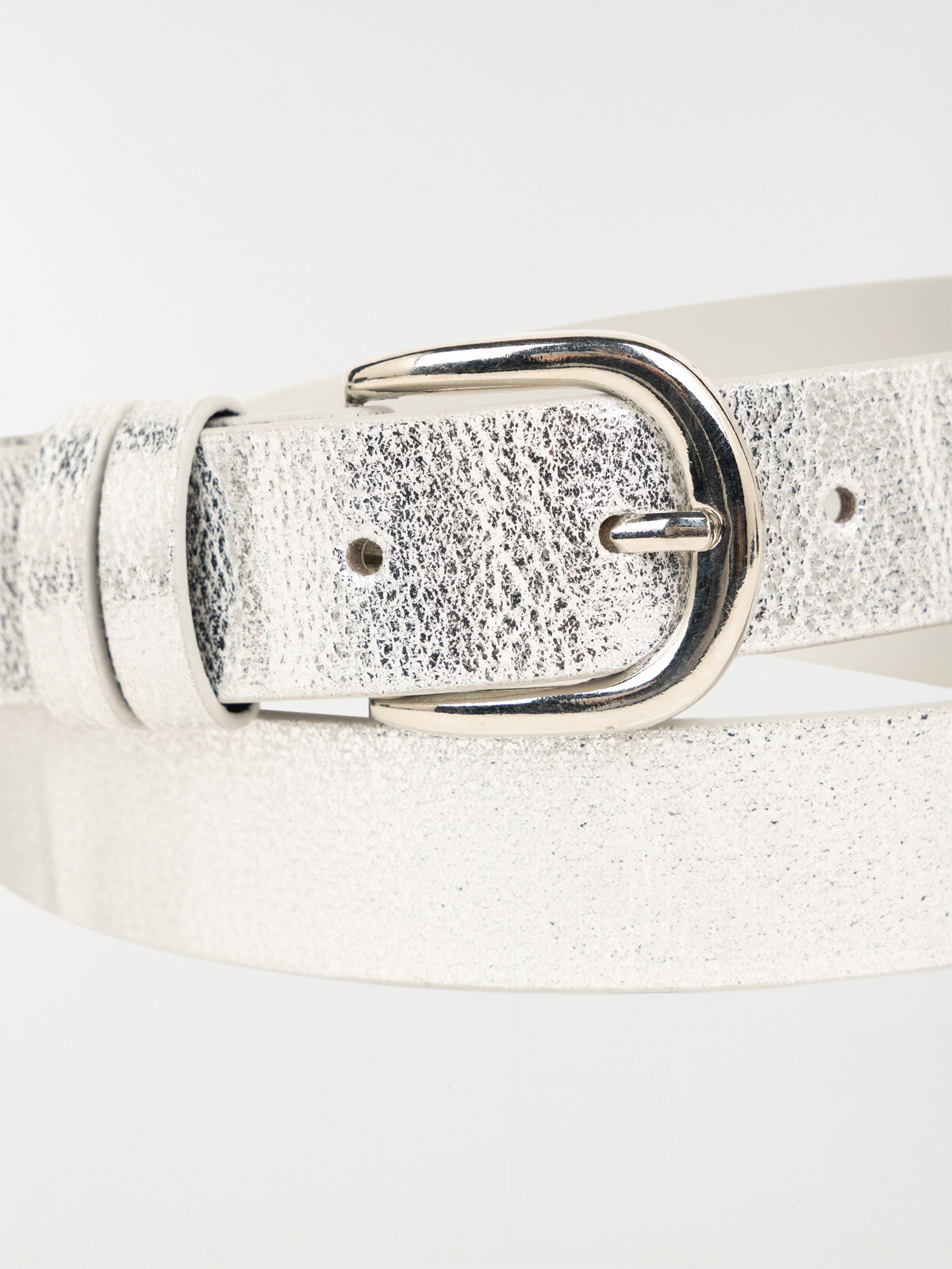 Ceinture argentée boucle dorée femme 