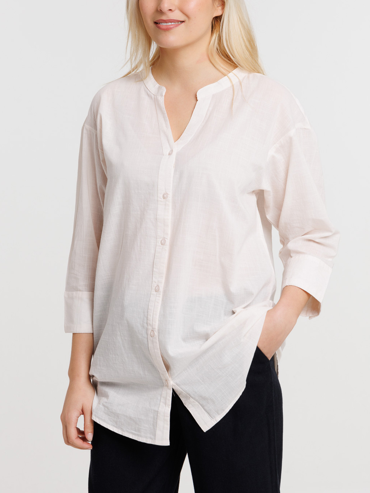 Chemise oversized crème grisée femme